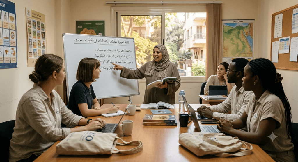 NGO worker taking Arabic classes for NGO workers in Cairo with a native teacher in Maadi